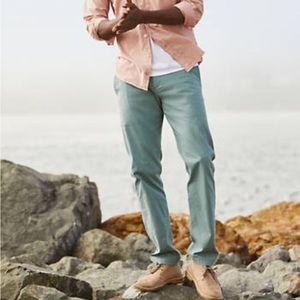 Men's Washed Khaki Pants, Slim Fit, Lightweight